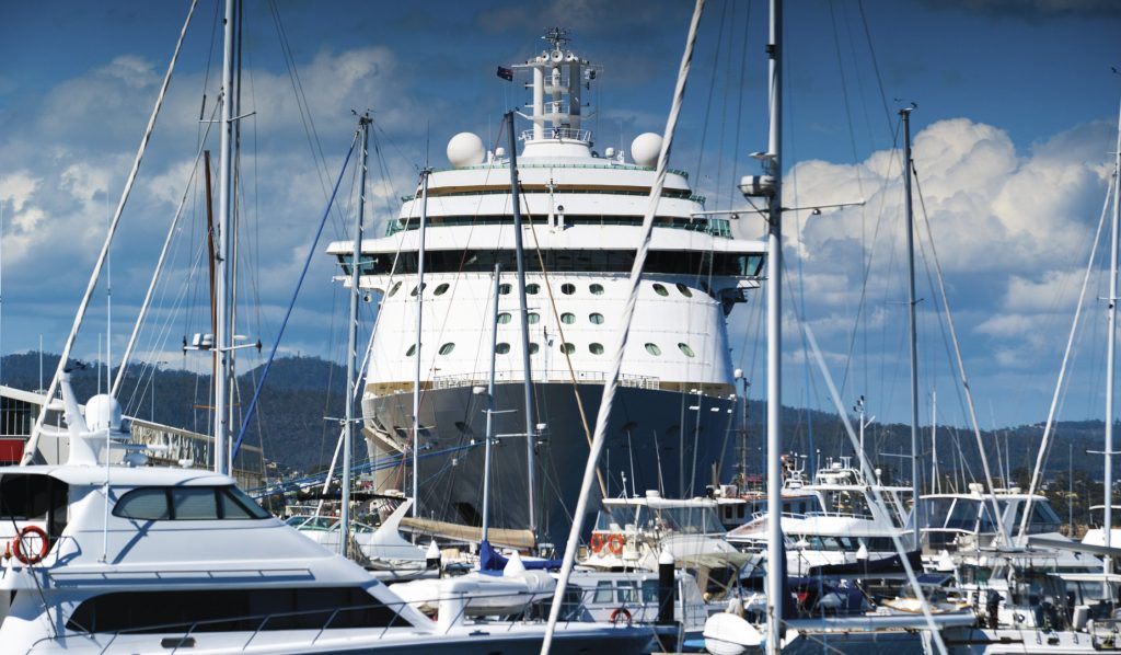 Cruise ship Radiance of the Seas docked in Macquarie Wharf, Hobart